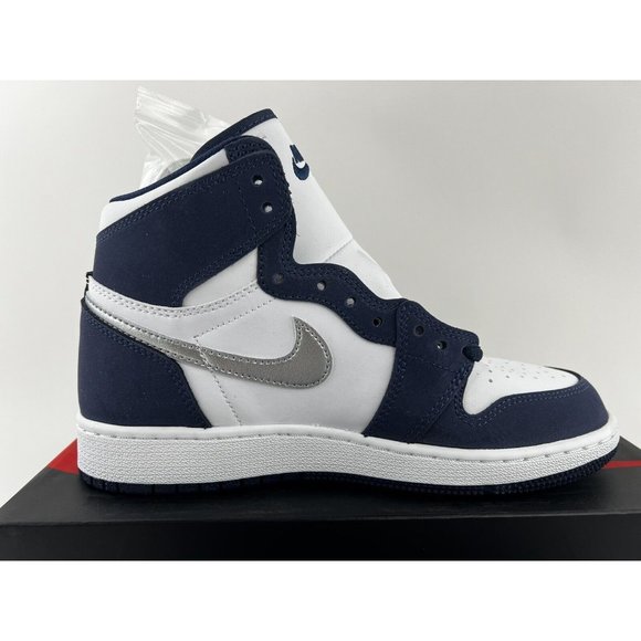Nike Air Jordan 1 Retro High CO.JP Midnight Navy Youth Size 3.5Y Sneakers Silver - Picture 6 of 12